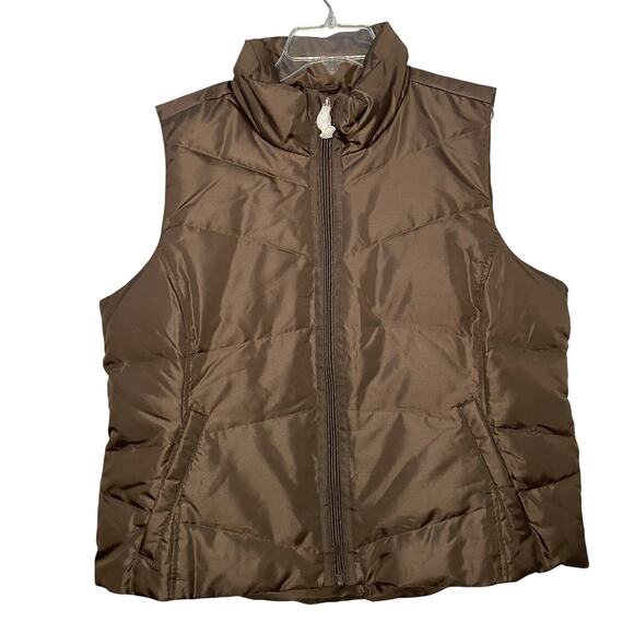 Lands' End Down Puffer Vest Men's Size XL NEW Brown Zip Up Outdoor Winter Warm - Picture 1 of 6